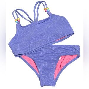 NWT•Little Girls Sparkle Purple Bikini 2 piece